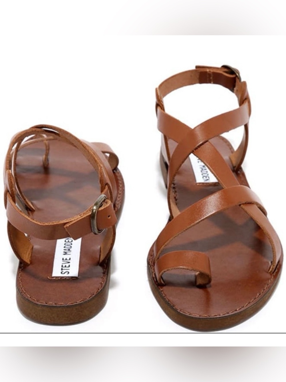 Steve Madden Brown Leather Strappy Toe-Ring Sandals
